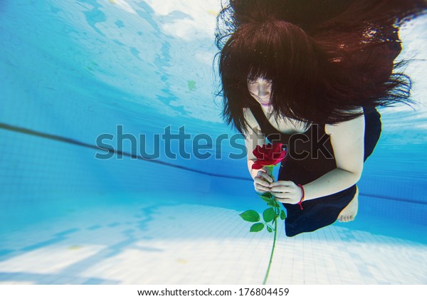 Beautiful Young Asian Woman Black Dress Stock Photo Edit Now