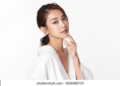 Beautiful young asian woman with clean fresh skin on white background, Face care, Facial treatment, Cosmetology, beauty and spa, Asian women portrait - Shutterstock ID 1836980719