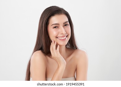 Beautiful Young Asian Woman With Clean Fresh Skin On White Background, Face Care, Facial Treatment, Cosmetology, Beauty And Spa, Asian Women Portrait