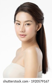 Beautiful young asian woman with clean fresh skin on white background, Face care, Facial treatment, Cosmetology, beauty and spa, Asian women portrait. - Shutterstock ID 1920579167