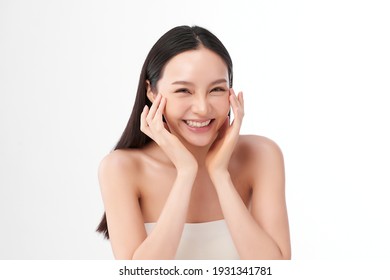 Beautiful young asian woman with clean fresh skin on white background, Face care, Facial treatment, Cosmetology, beauty and spa, Asian women portrait. - Shutterstock ID 1931341781