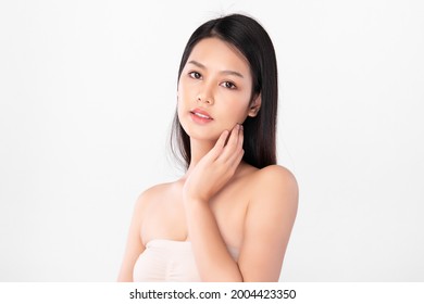 Beautiful young asian woman with clean fresh skin on white background, Face care, Facial treatment, Cosmetology, beauty and spa, Asian women portrait. - Shutterstock ID 2004423350