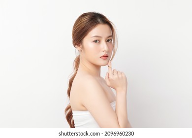 Beautiful Young Asian Woman With Clean Fresh Skin On White Background, Face Care, Facial Treatment, Cosmetology, Beauty And Spa, Asian Women Portrait.