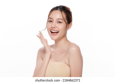 Beautiful Young Asian Woman With Clean Fresh Skin On White Background, Face Care, Facial Treatment, Cosmetology, Beauty And Spa, Asian Women Portrait.