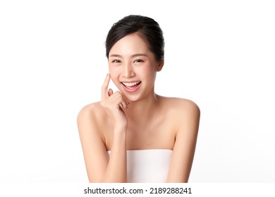 Beautiful Young Asian Woman With Clean Fresh Skin On White Background, Face Care, Facial Treatment, Cosmetology, Beauty And Spa, Asian Women Portrait.