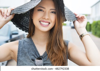 Beautiful Young Asian Woman Hat Sun Stock Photo 482792338 | Shutterstock