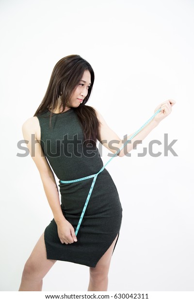 Beautiful Young Asian Woman Measuring Her Stock Photo Edit