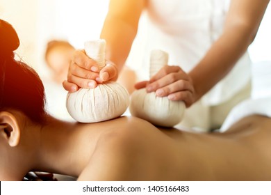 Beautiful young Asian woman relaxing during full body massage at spa environment, Leisure. lifestyle beauty woman concept