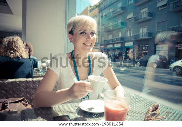 Beautiful Young Blonde Short Hair Hipster Stock Photo Edit Now