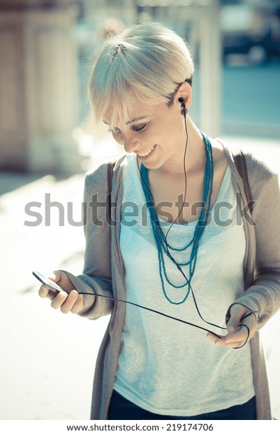 Beautiful Young Blonde Short Hair Hipster Stock Image Download Now