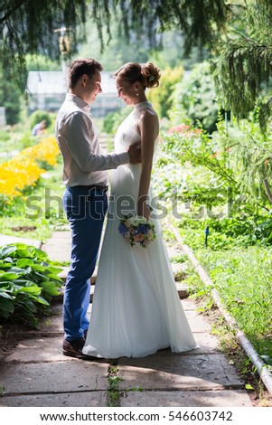 beautiful young bride and groom