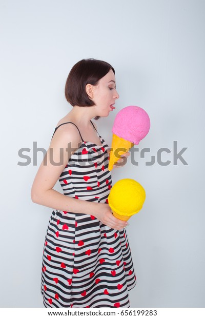 Beautiful Young Brunette Girl Short Hair Stock Photo Edit Now