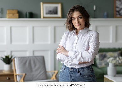 Beautiful Young Business Woman. Concept Of Success, Female At Work, Office Clothes Style, Dress Code. Professions: Lawyer, Advocate, Entrepreneur. Self Confident, Smart.
