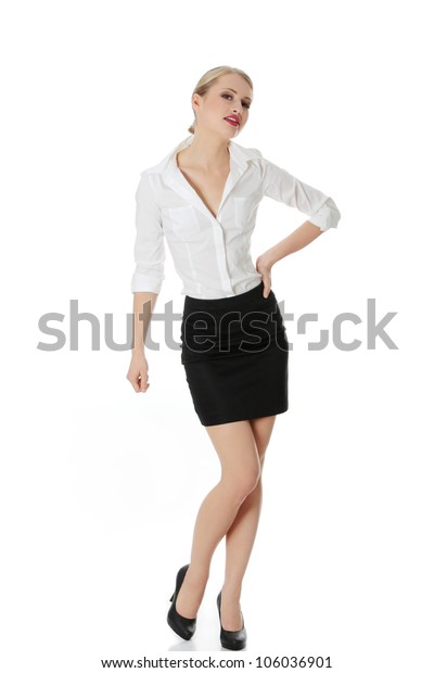 Beautiful Young Businesswoman Standing Frivolous Pose Stock Photo (Edit ...
