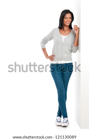 Similar – Image, Stock Photo Woman leans against a wall and puts her feet up.