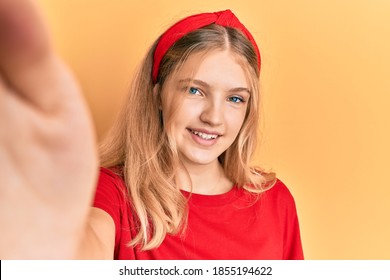 Beautiful Young Caucasian Girl Taking A Selfie Photo Looking Positive And Happy Standing And Smiling With A Confident Smile Showing Teeth 