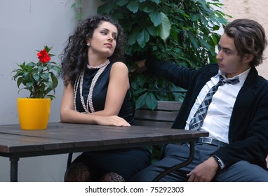 beautiful young couple on their first date