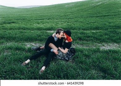 Beautiful Young Couple Photo Shoot Outdoors