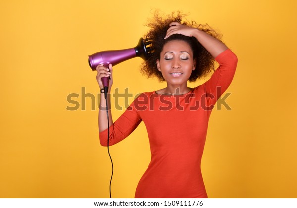 Beautiful Young Dark Skinned Woman Orange Stock Photo Edit Now