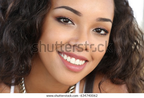 Beautiful Young Girl Curly Brown Hair Stock Photo Edit Now 634740062