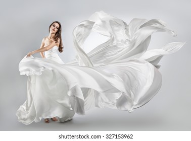 Beautiful Young Girl Flying White Dress Stock Photo 457951501 ...