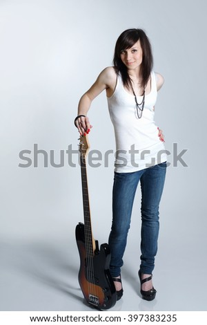 beautiful young girl with guitar