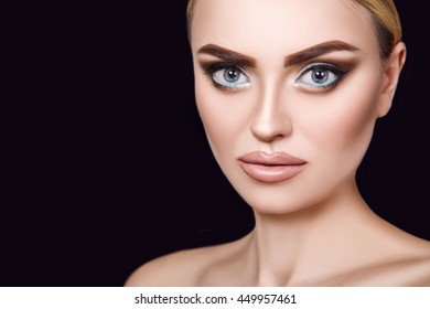 beautiful young girl with a professional makeup