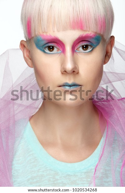 Beautiful Young Girl Short White Hair Stock Photo Edit Now