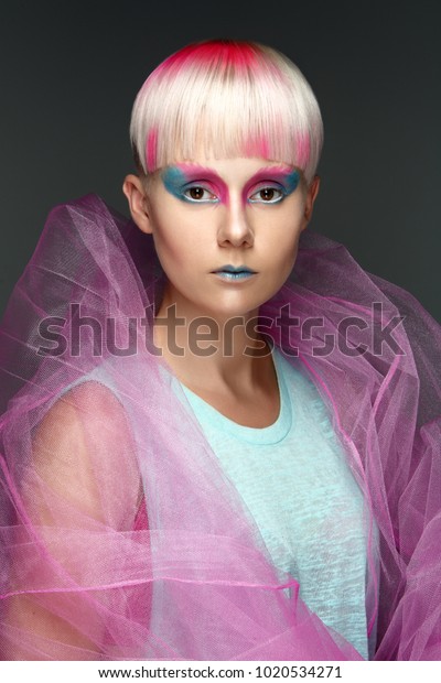 Beautiful Young Girl Short White Hair Stock Photo Edit Now