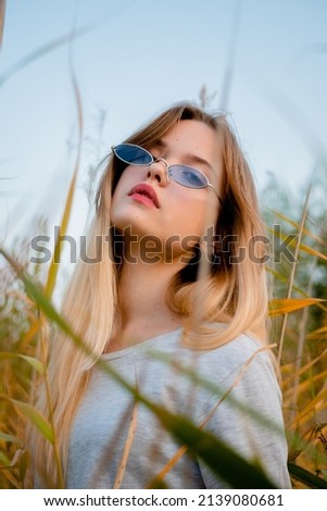 Similar – Image, Stock Photo Pretty blonde girl