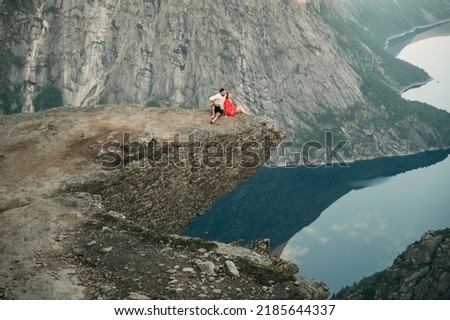 Image, Stock Photo Midnight sunbath by the fjord