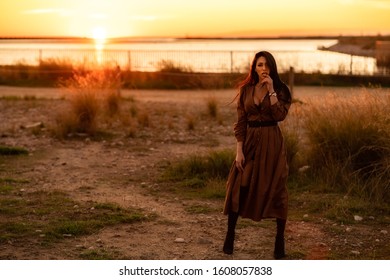 Young Woman Looking Sunset Field Her Stock Photo 170155307 | Shutterstock