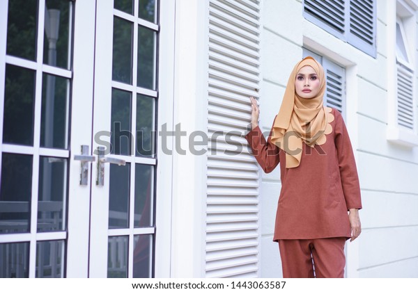 Beautiful Young Model Fashionable Hijab Style Stock Photo