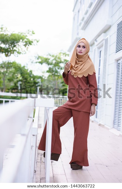 Beautiful Young Model Fashionable Hijab Style Stock Photo