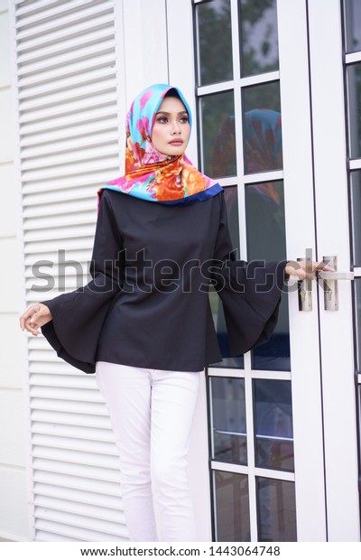 Beautiful Young Model Fashionable Hijab Style Stock Photo