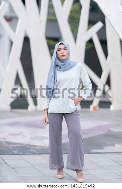 Beautiful Young Model Fashionable Hijab Style Stock Photo