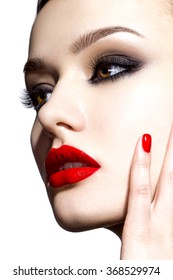 Beautiful Young Model Red Lips Gorgeous Stock Photo 368529974 ...