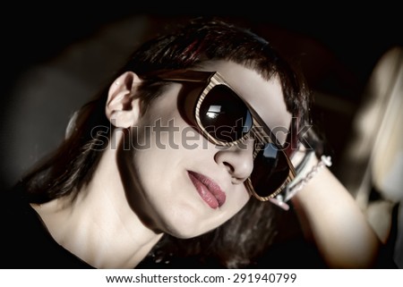 Similar – Image, Stock Photo mafiosa. Woman Sunglasses