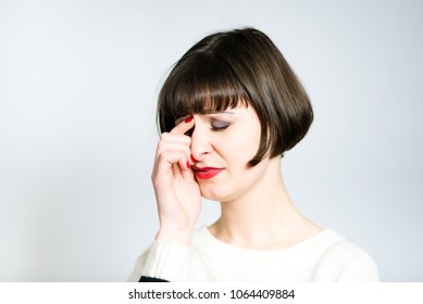 girl crying bob haircut