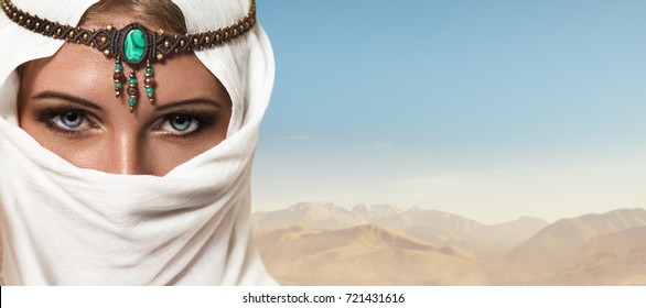 Beautiful young woman arabic style portrait with jewelry