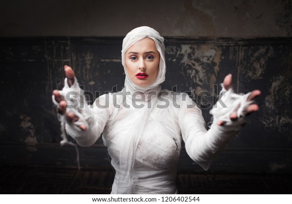 Beautiful Young Woman Bandages Girl Mummy Stock Photo Edit Now