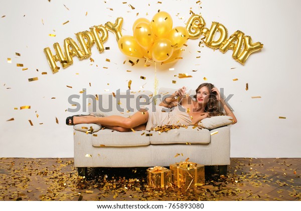 Beautiful Young Woman Celebrating Happy Birthday Beauty Fashion