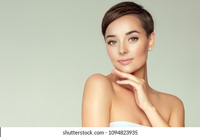 Beautiful Woman Short Hair Images Stock Photos Vectors