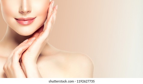 Beautiful young woman with clean fresh skin. 
 - Shutterstock ID 1192627735