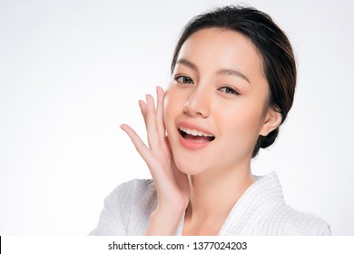 Beautiful Young Woman With Clean Fresh Skin. Face Care . Facial Treatment . Cosmetology , Beauty And Spa. Asian Women Portrait