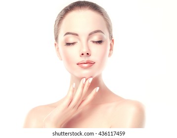 Beautiful Young Woman with Clean Fresh Skin . Facial  treatment   . Cosmetology , beauty  and spa
 - Shutterstock ID 436117459