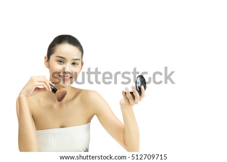 Beautiful Young Woman with Clean Fresh Skin. Beauty and skincare concept. Spa. Isolated over  white.
