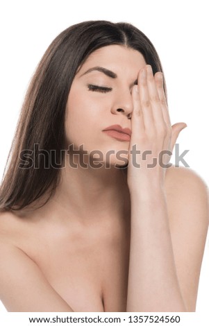 Similar – Image, Stock Photo Black woman covering her eyes with her hands.