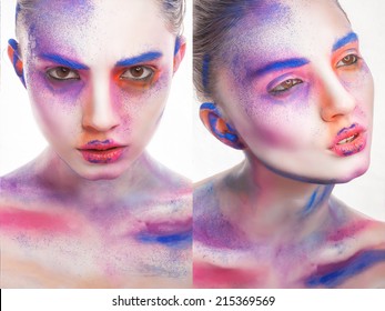 beautiful young woman with creative make-up, beauty portrait
