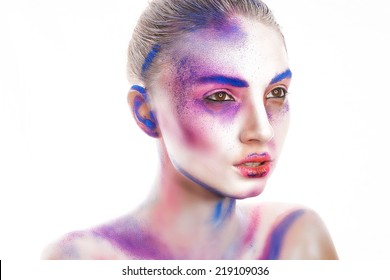 beautiful young woman with creative make-up, beauty portrait